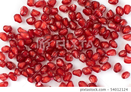 Scattered Pomegranate Seeds Isolated on White 54012124