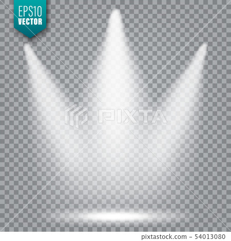 Vector spotlight. Bright light beam. Transparent realistic effect. Stage lighting. 54013080