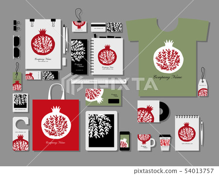 Corporate flat mock-up template, pomegranate 54013757