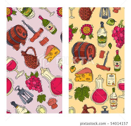 Wine taste club seamless pattern vector illustrations glass wine grape bottle. Tasting events menu 54014157