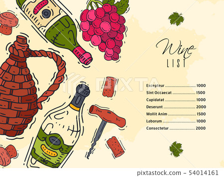Wine list taste club banner vector illustrations glass wine grape bottle. Tasting events menu Wine list taste club banner vector illustrations glass wine grape bottle. Tasting events menu 54014161