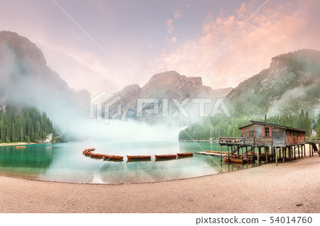 Lago di Braies in National Park Dolomites, Italy 54014760