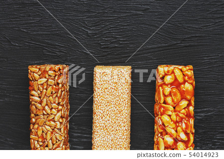 Healthy snacks. Fitness diet food. Grain bar with Healthy snacks. Fitness diet food. Grain bar with 54014923