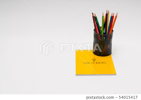 notepad and color pencils notepad and color pencils 54015417