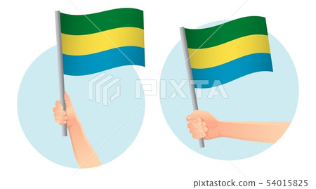Gabon flag in hand icon 54015825