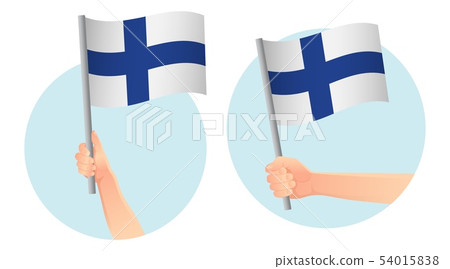 Finland flag in hand icon 54015838