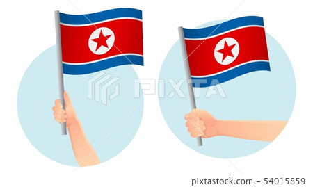 North Korea flag in hand icon 54015859