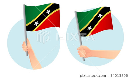 Saint Kitts and Nevis flag in hand icon 54015896