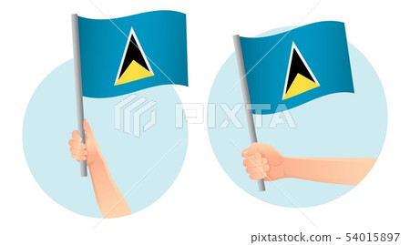 Saint Lucia flag in hand icon 54015897