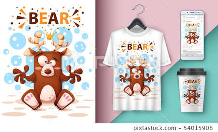 Cartoon bear - mockup for your idea. Cartoon bear - mockup for your idea. 54015908
