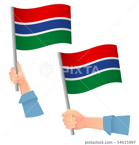 Gambia flag in hand icon 54015997