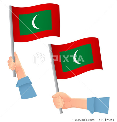Maldives flag in hand icon 54016064