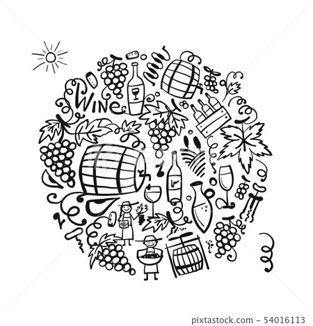 Winery set, background for your design Winery set, background for your design 54016113