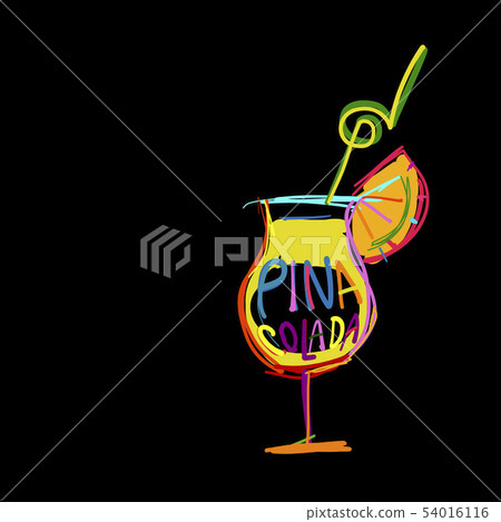 Cocktail pina colada, sketch for your design Cocktail pina colada, sketch for your design 54016116