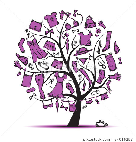 Wardrobe, clothes on tree for your design  54016298