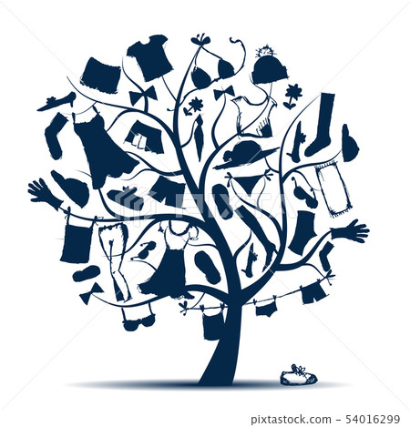 Wardrobe, clothes on tree for your design Wardrobe, clothes on tree for your design 54016299