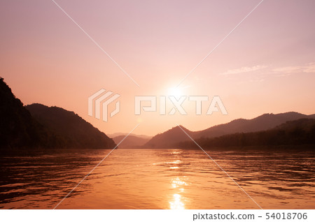 Exotic Mae khong river sunset in Luang Prabang - 54018706