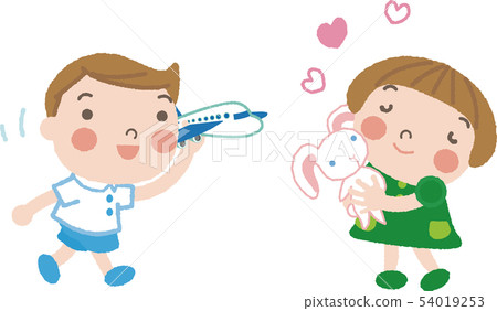Children with toys 4 (airplanes & stuffed animals) 54019253