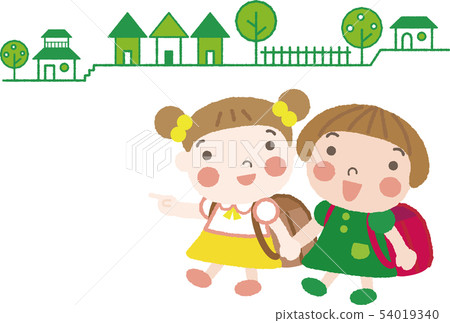 Girl 9_ elementary school student to go to school Girl 9_ elementary school student to go to school 54019340
