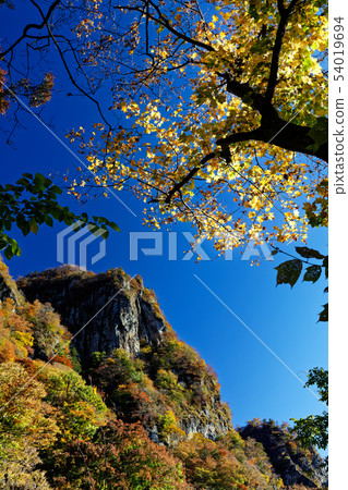 Myoshiiyama and Baiyunzan of autumn leaves seen from the middle way Myoshiiyama and Baiyunzan of autumn leaves seen from the middle way 54019694