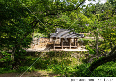 View of Korean style forest shelter 54019942