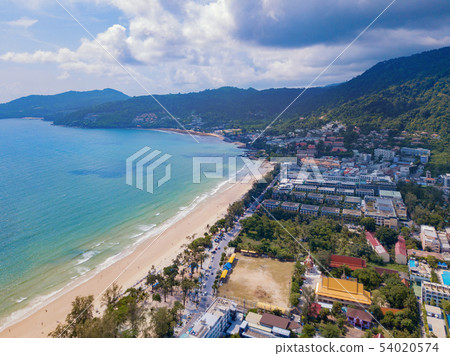 Aerial view of Patong beach, Phuket island and sea Aerial view of Patong beach, Phuket island and sea 54020574