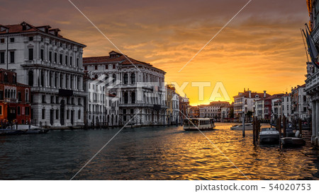 Panorama of Grand Canal at sunset, Venice Panorama of Grand Canal at sunset, Venice 54020753