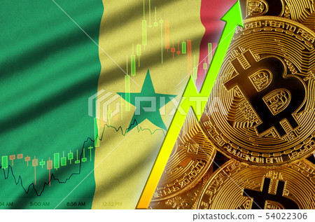 Senegal flag and cryptocurrency growing trend with 54022306