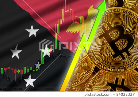 Papua New Guinea flag and cryptocurrency growing Papua New Guinea flag and cryptocurrency growing 54022327