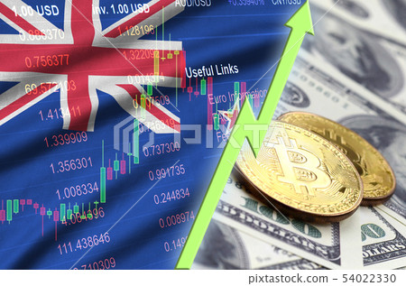New Zealand flag and cryptocurrency growing trend New Zealand flag and cryptocurrency growing trend 54022330