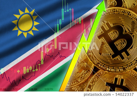 Namibia flag and cryptocurrency growing trend with Namibia flag and cryptocurrency growing trend with 54022337