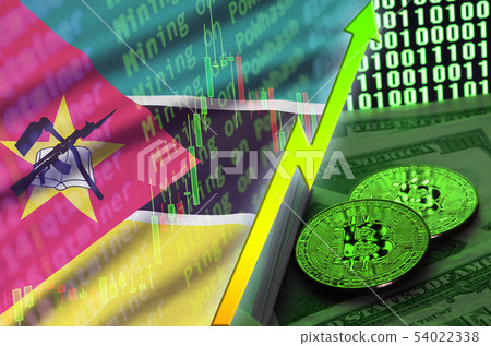Mozambique flag and cryptocurrency growing trend Mozambique flag and cryptocurrency growing trend 54022338