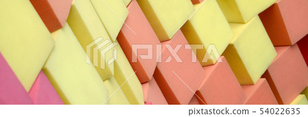 Wall of paralon soft cubes in dry pool, trampoline Wall of paralon soft cubes in dry pool, trampoline 54022635