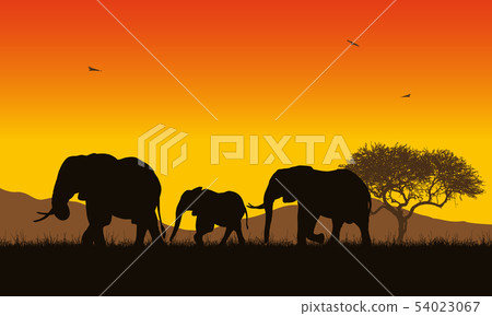 Realistic illustration of African landscape with 54023067