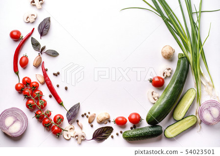 Healthy seasonal food composition with copy space 54023501