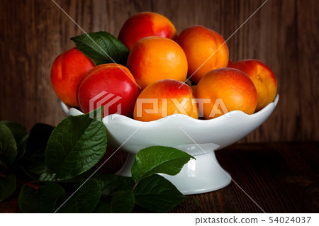 Apricots in a white porcelain vase Apricots in a white porcelain vase 54024037