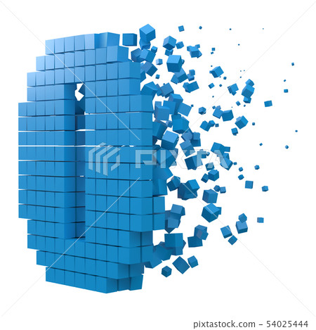 number 0 shaped data block. version with blue 54025444