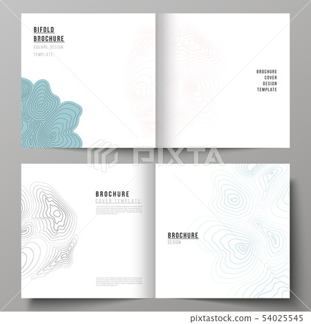 The vector illustration of the editable layout of two covers templates for square design bifold 54025545