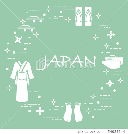 Traditional japanese clothing, shoes and shurikens Traditional japanese clothing, shoes and shurikens 54025644