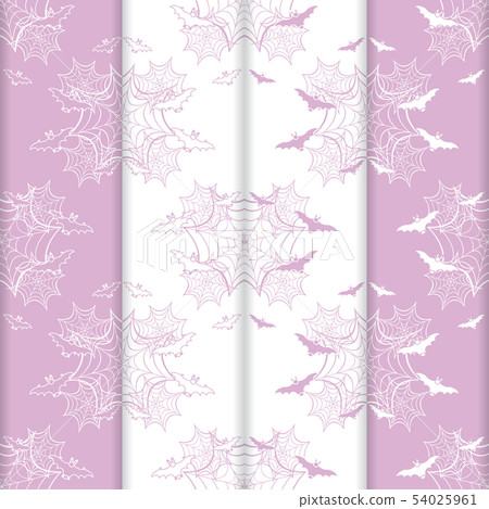4 Halloween vector seamless pattern with web, bats 54025961