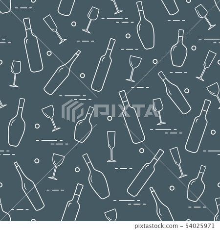 Pattern of wine glasses and bottles of wine Pattern of wine glasses and bottles of wine 54025971