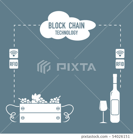 Blockchain RFID technology. Winemaking. 54026151