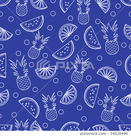 Seamless pattern with pineapple orange, watermelon 54026496