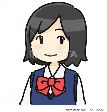Short-haired female student long sleeves 54026582