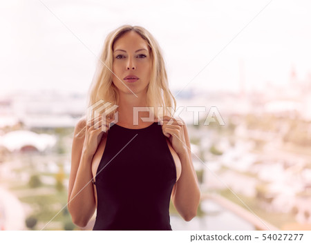 Young beautiful blond fashion woman wearing sexy 54027277