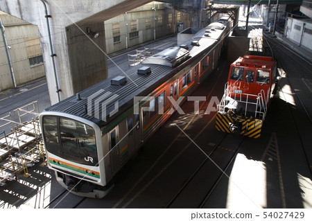 Tohoku main line 205 series under examination at Omiya general vehicle center Tohoku main line 205 series under examination at Omiya general vehicle center 54027429