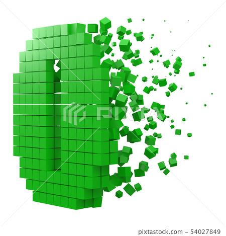 number 0 shaped data block. version with green 54027849