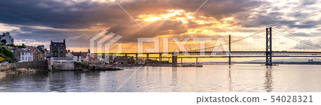 Beautiful sunset at The Forth road bridge and 54028321