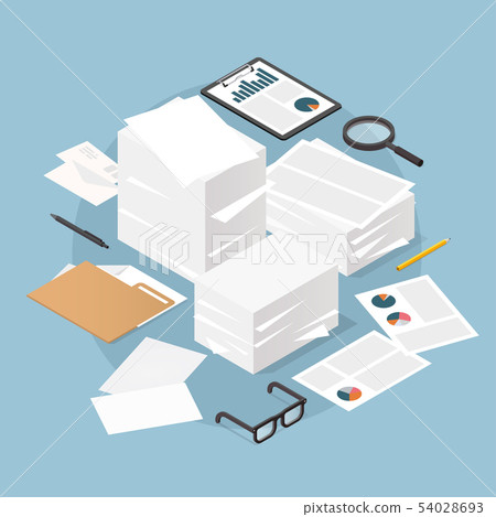 Isometric Paper Work Concept Illustration Isometric Paper Work Concept Illustration 54028693