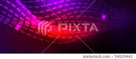 Neon vector wave lines abstract background, magic futuristic techno design Neon vector wave lines abstract background, magic futuristic techno design 54029442